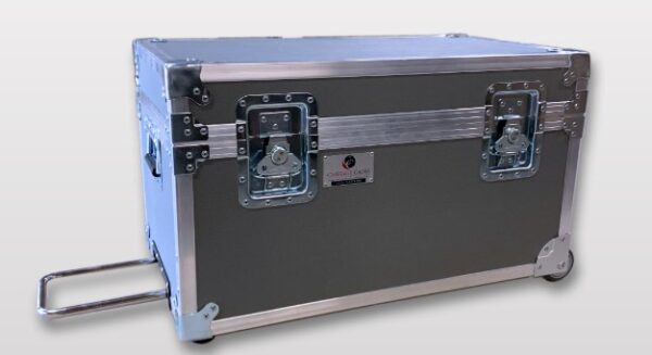 Heavy duty case with tilt wheels and pull out handle